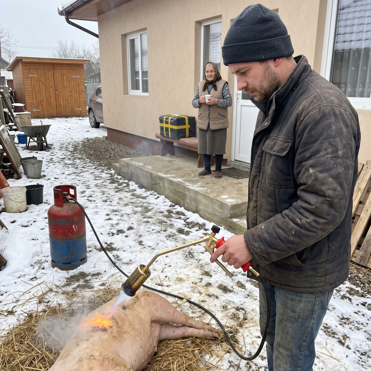 Brenvik™ – Arzător pe gaz pentru pârlit, cu clapetă și robinet | pârlești stând drept