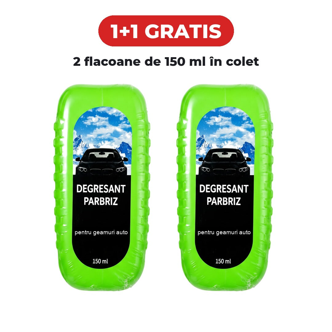 1+1 GRATIS: Soluție degresantă pentru parbriz și geamuri auto, 2 flacoane de 150 ml