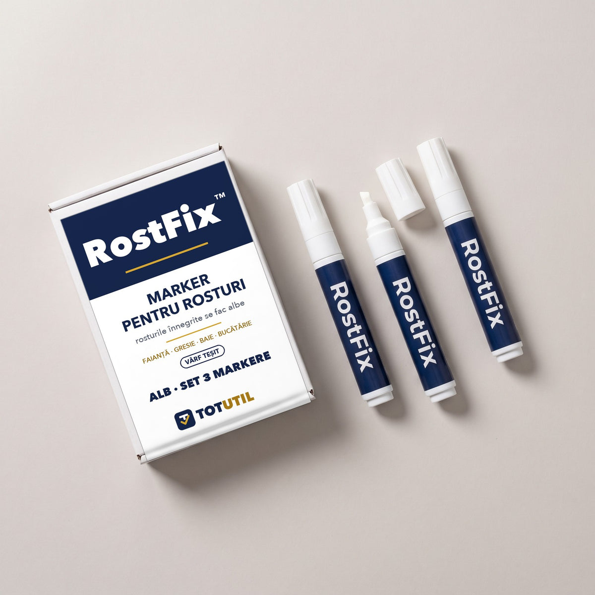 RostFix™ – Markere pentru rosturi, set de 3 | rosturile înnegrite se fac albe din nou