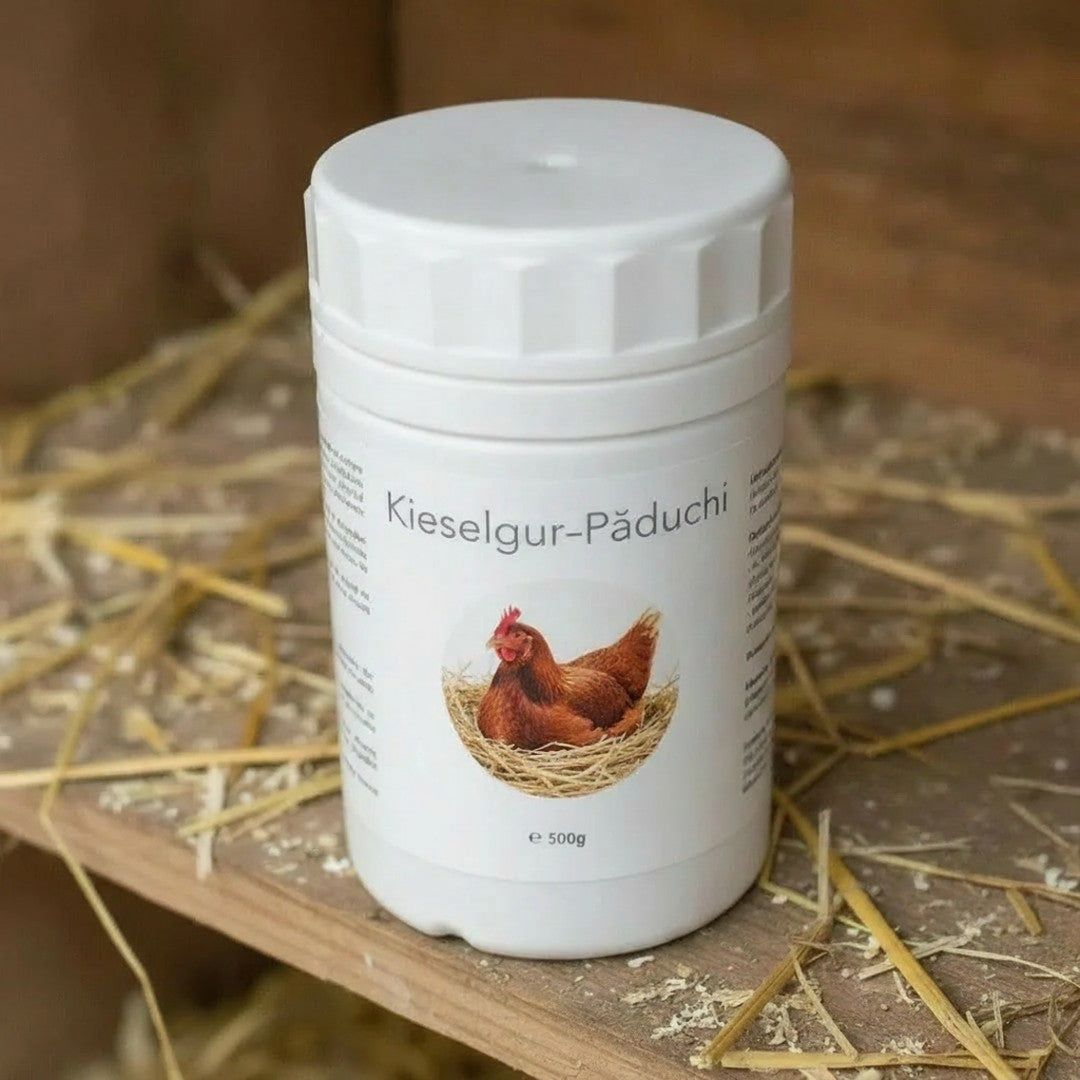 Pulbere împotriva păduchilor de găini pe bază de diatomee | 1+1 GRATIS, 2 borcane de 500 g