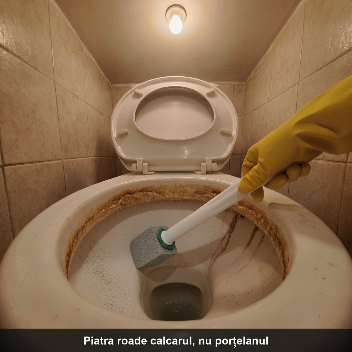CalcarFix™ – Piatră ponce pentru WC, mâner + 6 capete | inelul de calcar iese, porțelanul rămâne alb
