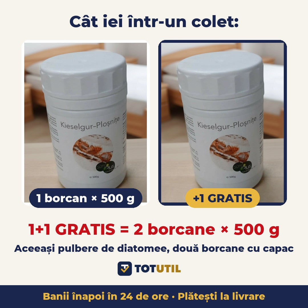 Pulbere împotriva ploșnițelor pe bază de diatomee | 1+1 GRATIS — 2 borcane × 500 g